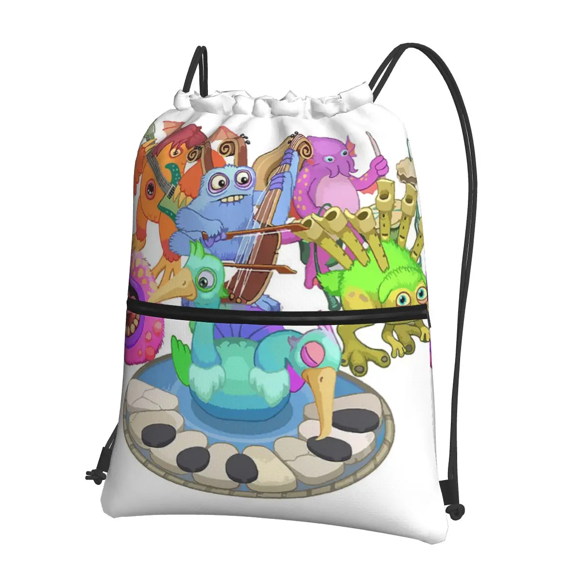 Wubbox My Singing Monsters Portable Backpacks Drawstring Bag Casual Drawstring Bundle Pocket Shoes Bags For School Students