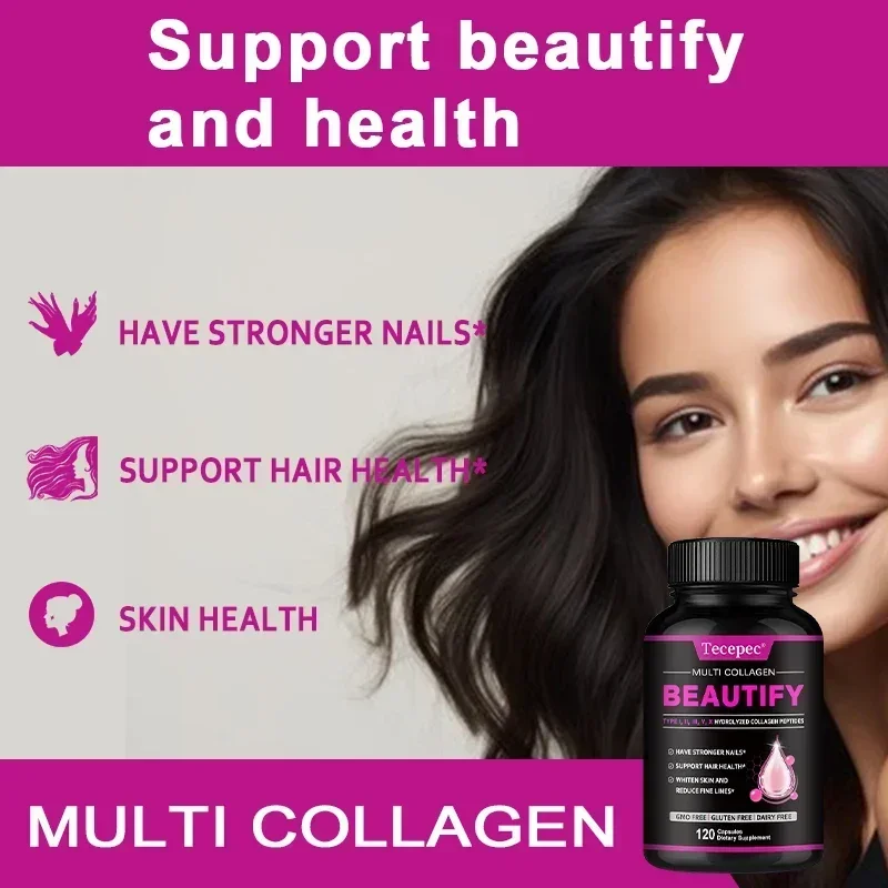 Kollagenpeptid – Anti-Aging, kümmert sich um Haare, Haut, Nägel und Gelenkgesundheit, fördert das Verdauungssystem, 120 Kapseln