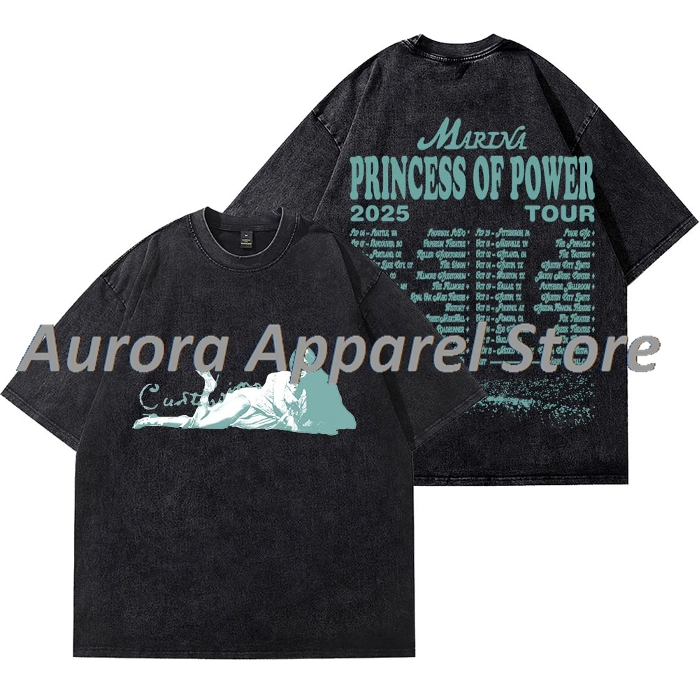 Marina Princess Of Power Tour Vintage Wash Camisetas Cosplay Mujeres Hombres Camiseta de manga corta de algodón