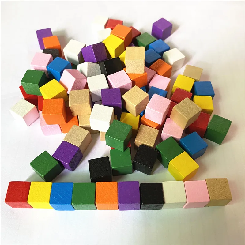 50 teile/lose 10mm Holz würfel bunte Würfel Schachfiguren rechtwinklig für Token Puzzle Brettspiele frühe Bildung versand kostenfrei