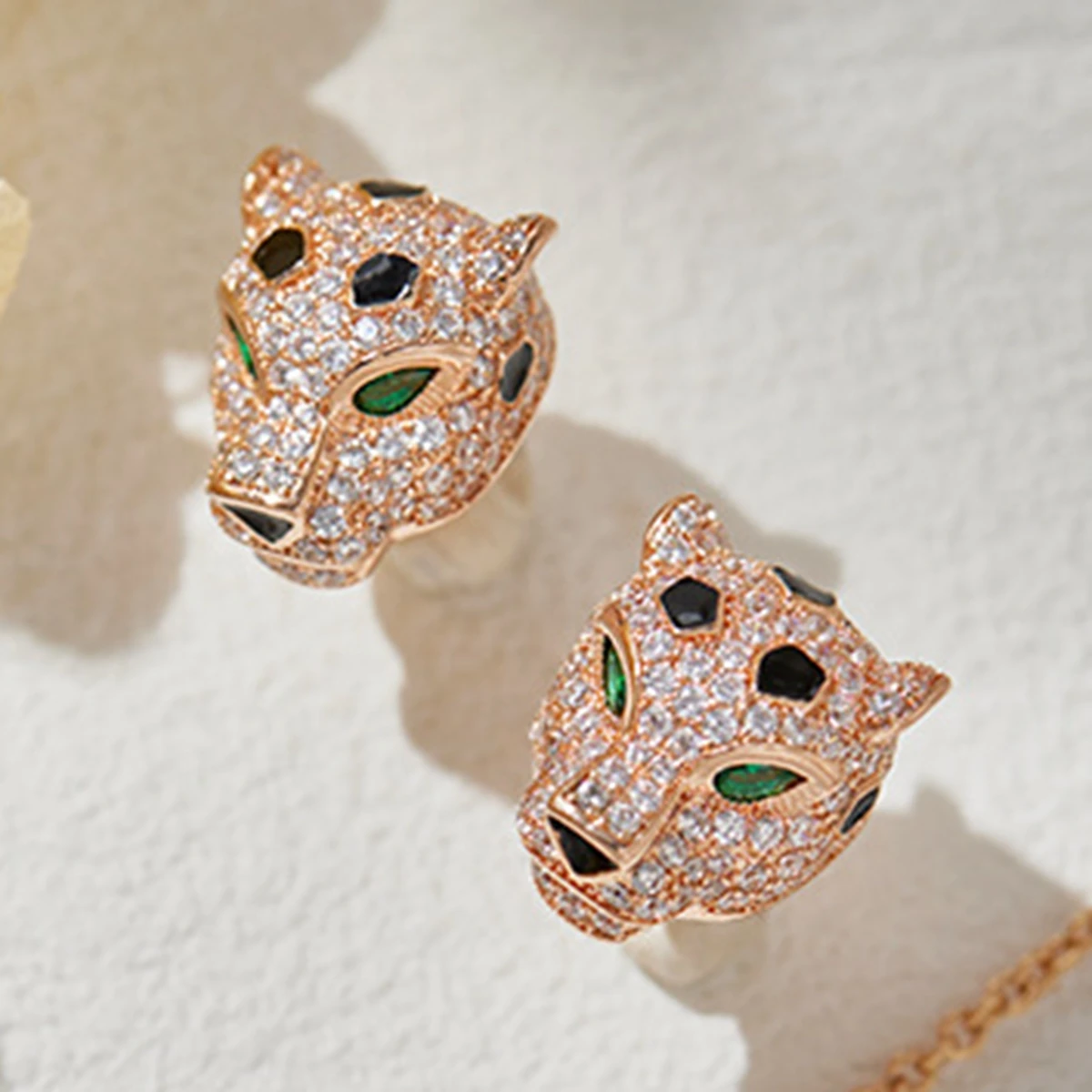 Couple's Black Panther Leopard Head Stud Earrings 18K White Yellow Rose Gold Luxury Designer Jewelry For Women or Men