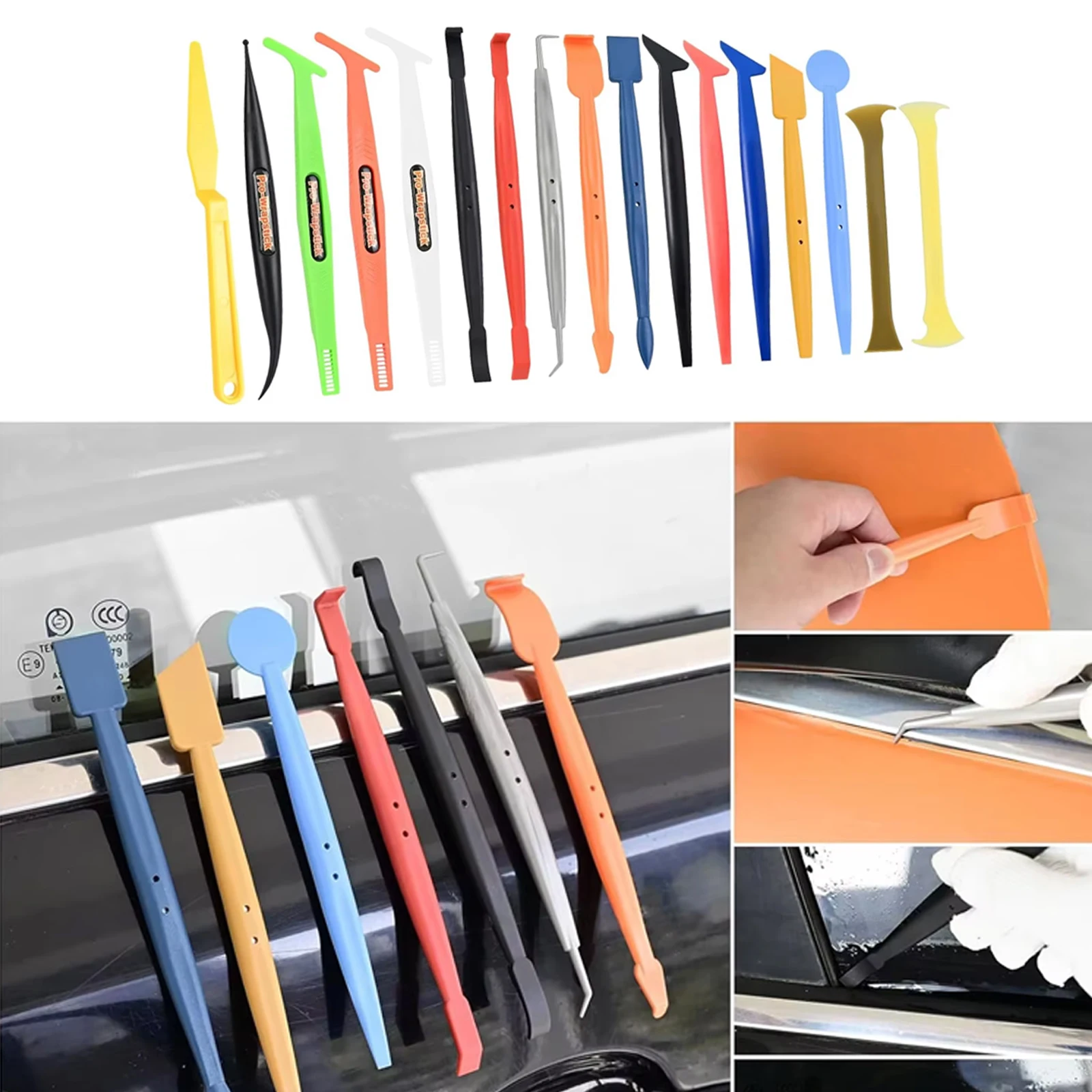 EHDIS 7/17pcs Vinyl Car Wrap Stick Magnetic Squeegee Micro Scraper Carbon Film Go Corner Wrapper Window Tint Film Tuck Tool