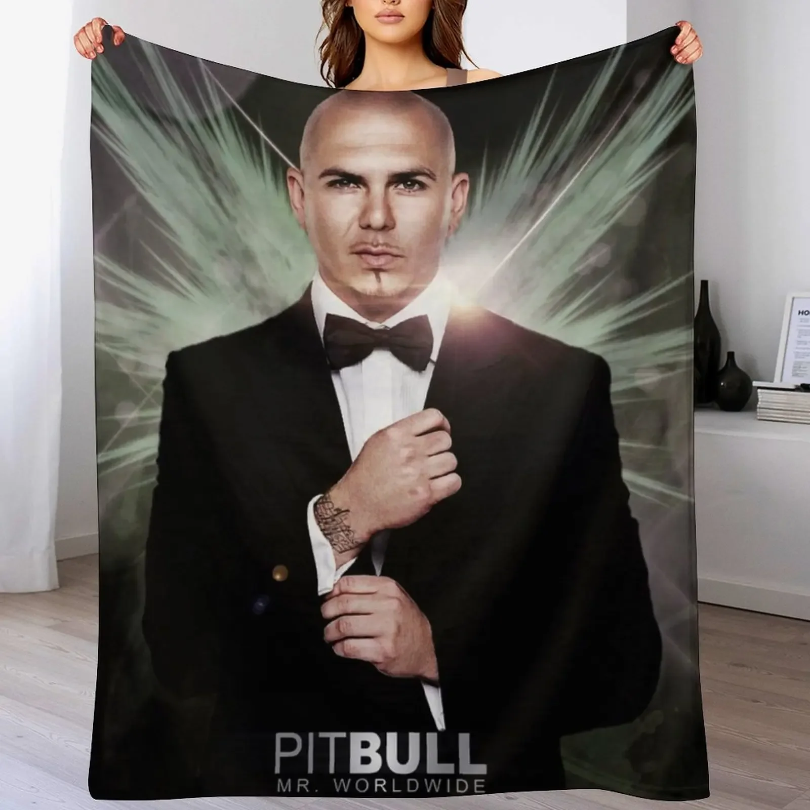 

Pitbull Mr.Worldwide Throw Blanket Sofa Quilt For Decorative Sofa Soft Plush Plaid Blankets For Baby Blankets