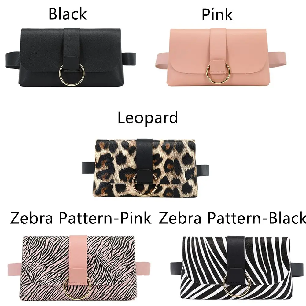 Mini Waist Bag 2 In 1 Leopard Stripe Coin Purse Ladies Belt Bag Belt Mobile Phone Bag Waist Bag Flap Leather Fanny Pack