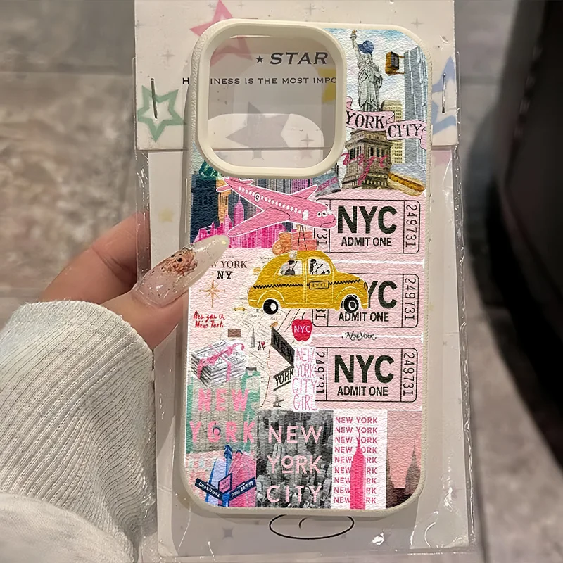 New York Travel Collage Phone Case for Samsung Galaxy S26 S25 S24 S23 S22 S21 S20 Plus Ultra A73 A72 A71 A55 A32 A25 A15 Cover
