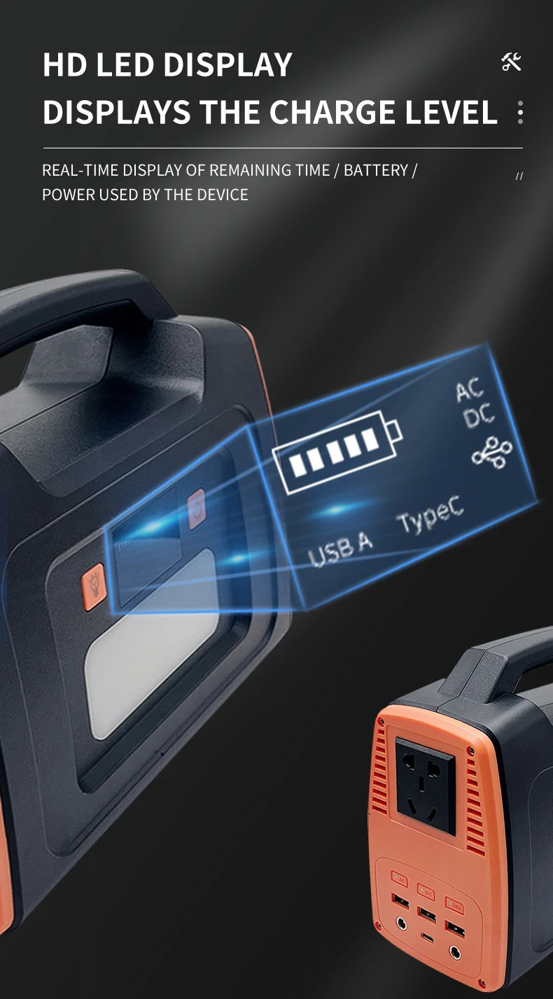 Portable 200W Power Station With Lithium-Ion Batteries 200-Watt Solar Generator For Camping And Traveling Flashlight Included