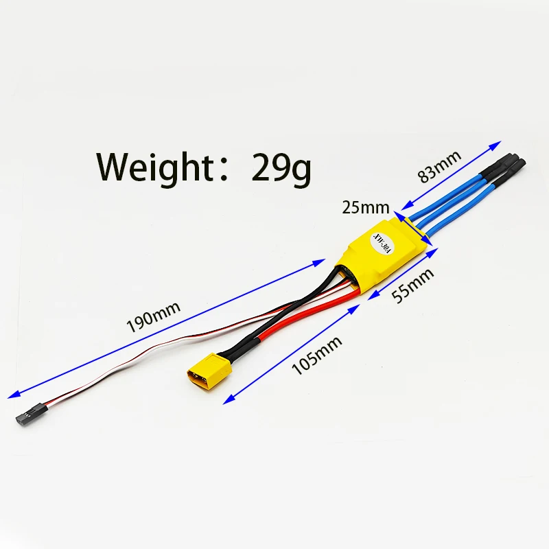 RC Quadcopter/Fixed Wing Airplane 30A Brushless ESC Motor Electric Speed Controller 2-3S Lipo for DIY Cars Controlling Part