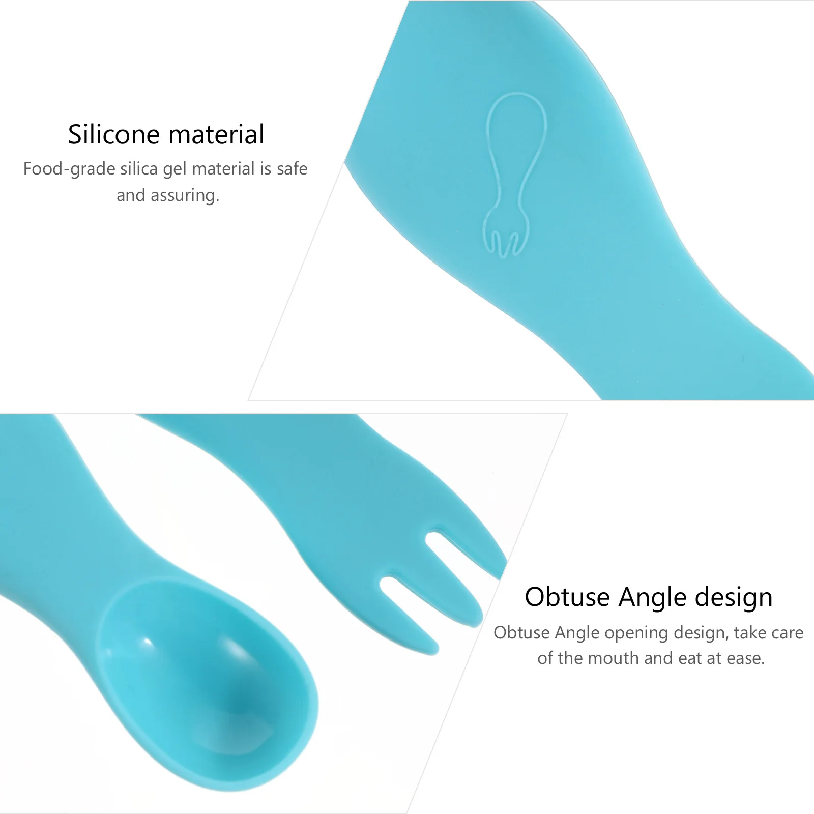 1 Juego de tenedor para alimentación infantil, mango antideslizante de borde liso con mordedor, cucharas para niños pequeños, vajilla, tenedor para bebé, tenedores de comedor para