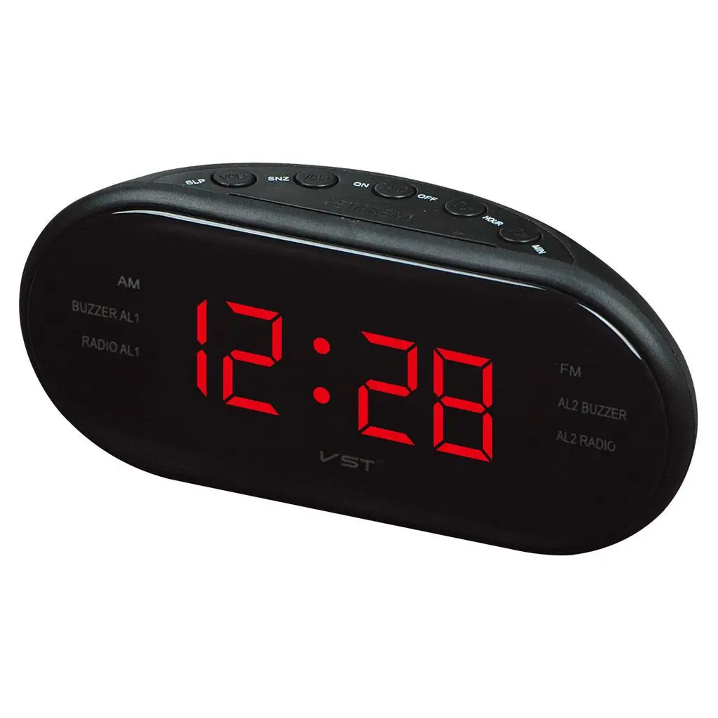 LED Alarm Clock Radio FM AM Digital Dual Bell Snooze Function Sleep Timer for Bedside Table Bedroom