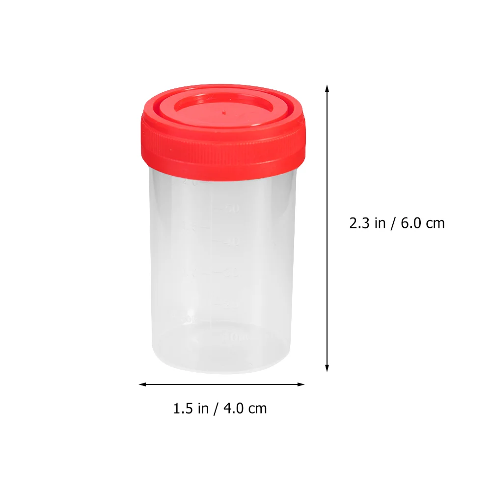 10pcs Sampling Cup Sample Cups Specimen Bottle Urine With Scale The Container Plastic Medical Measuring 60ml (Random Color)
