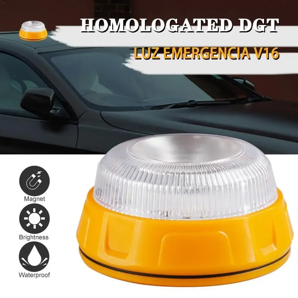 V16 Geolocation DGT Traffic Warning Light Vehicle-Mounted Emergency Amber Strobe Light Automotive Emergency Light
