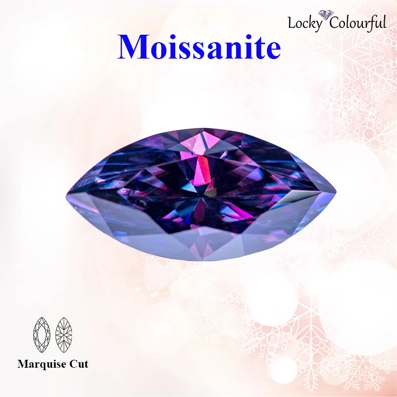 Moissanite Marquise Cut Wholesale Imperial Purple Color Pass Diamond Test for DIY Jewelry Making Materials with GRA Certificate