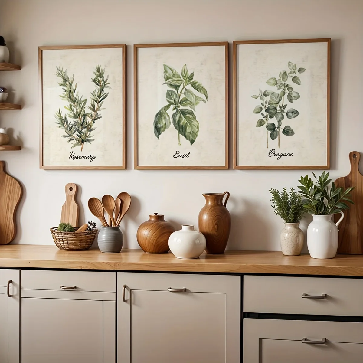 3pcs/set Vintage Watercolor Botanical Herb Canvas Print Poster Modern Cottagecore Farmhouse Art Prints Living Room Home Decor