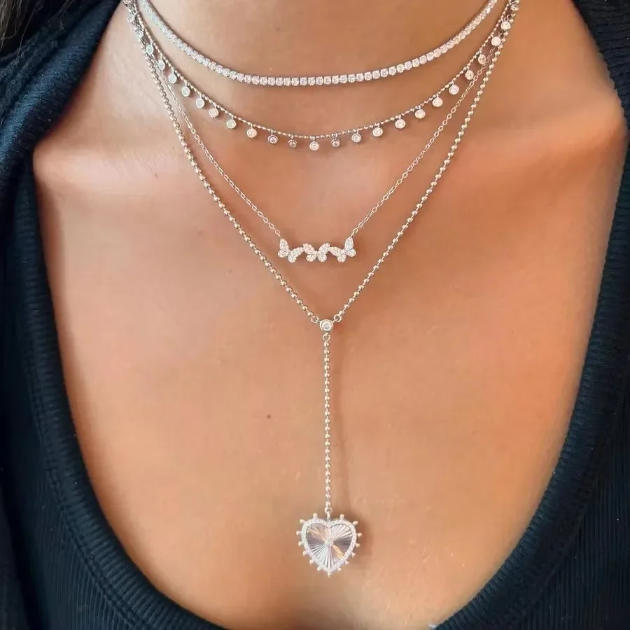

2025 Высококачественная цепочка из бисера, сверкающая CZ, длинная сексуальная Y Larait, женская подвеска в форме сердца, модная цепочка для свитера в стиле бохо, ожерелье, ювелирные изделия