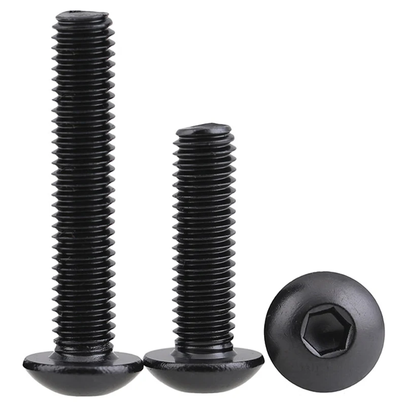 1~30pcs Length：3mm~60mm Black 304 Stainless Steel Round Head Hexagon Socket Screws Thread Mechanical Metric M2~M8