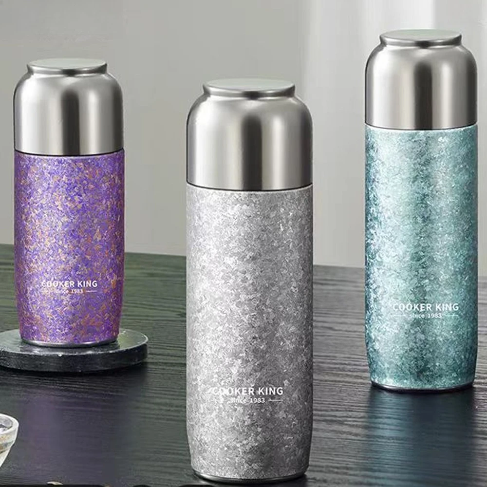 

COOKER KING 330 мл термос из чистого титана, многоразовый с сепаратором для чая и воды, подходит для высококачественных деловых подарков