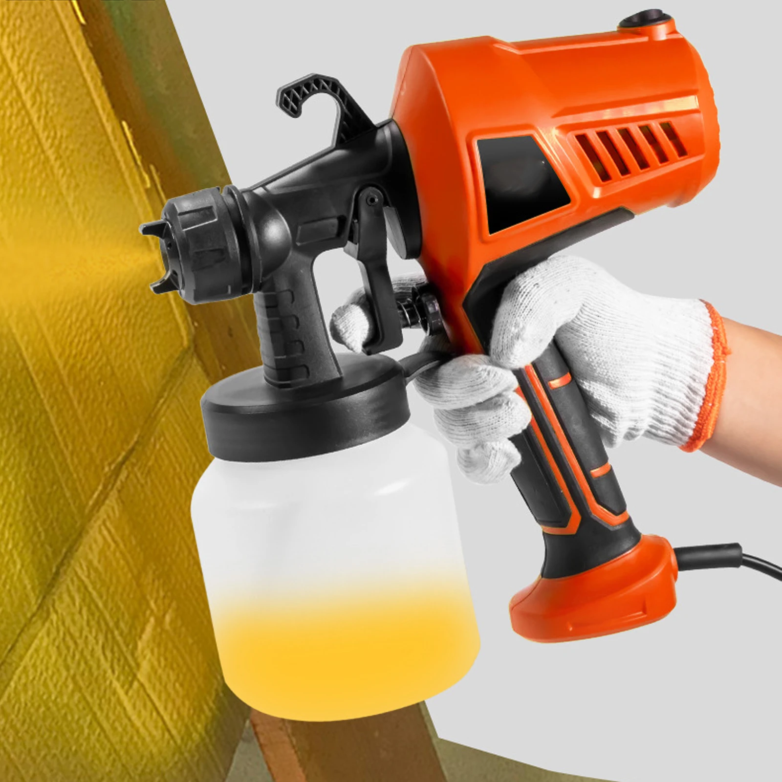 

550W Electric Spray Gun 4 Nozzle Sizes 1200ml HVLP Household Paint Sprayer Flow Control Easy Spraying Large Capacity ﻿