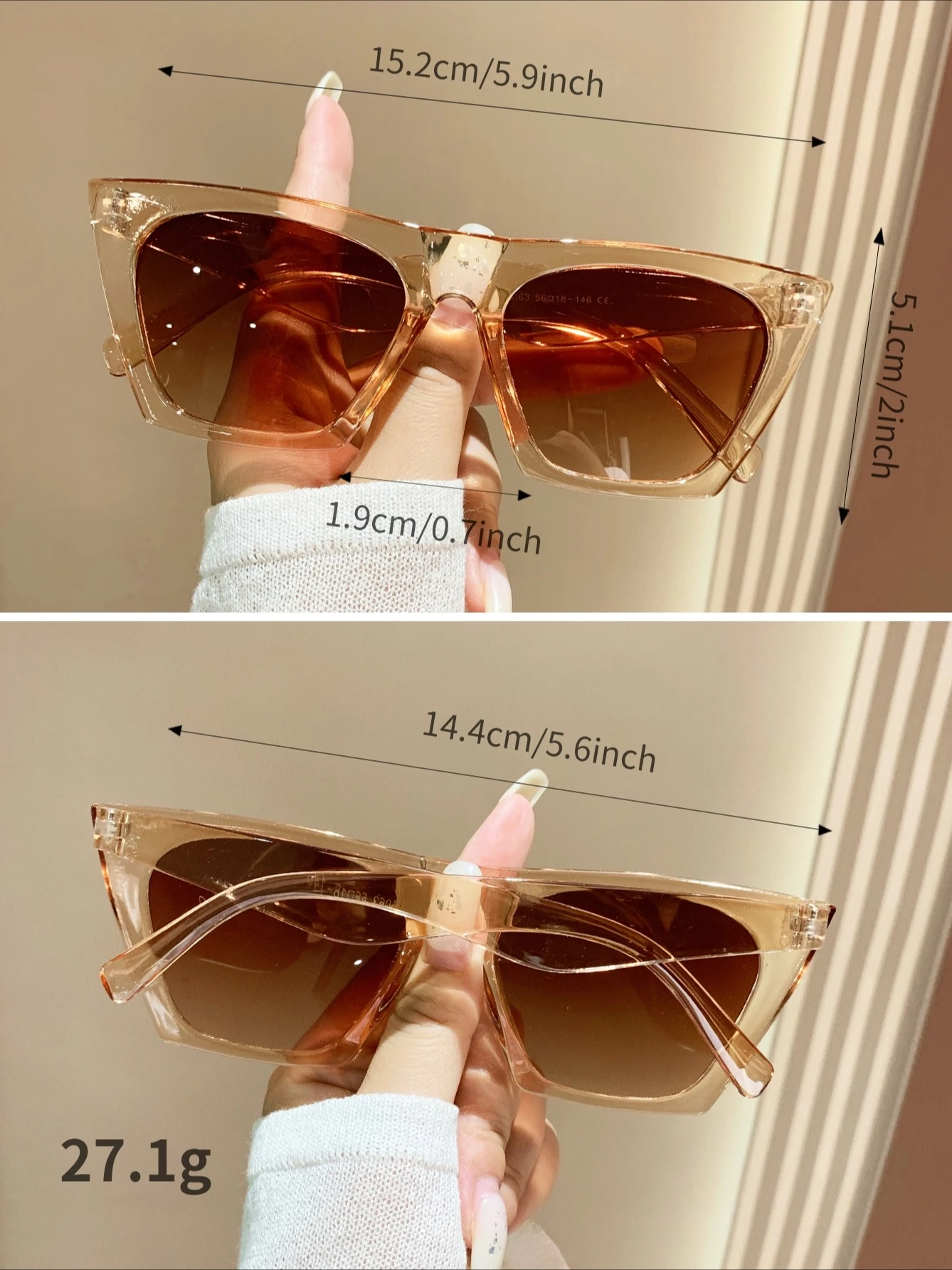 نظارات شمسية جديدة أنيقة وعصرية بإطار مربع ومتعددة الاستخدامات للجنسين.