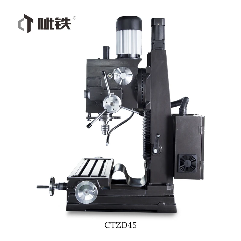 Mesin Frais Vertikal CTZ45, Mesin Bor CNC Kayu, Mesin Bubut Kombinasi Bekas, untuk Konstruksi dan Penggunaan Rumah Tangga, Termasuk Motor Inti, Bantalan, Gearbox, dan PLC