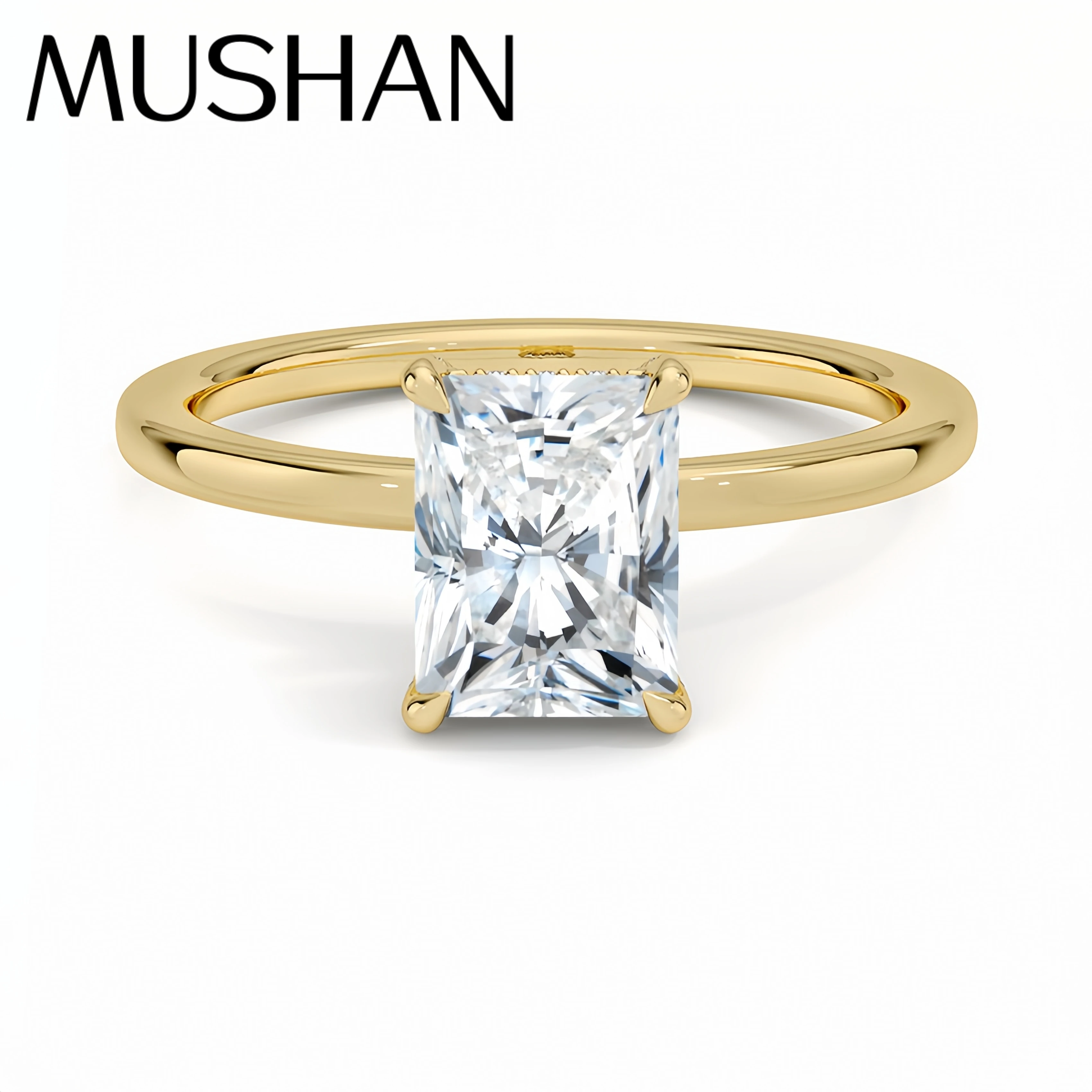 

MuShan Designer Jewelry 925 Sterling Silver Ring VVS Moissanite Casual Ring for Wife 18K Real Gold Plated MST Patent Rings