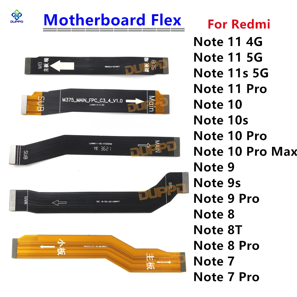 For Xiaomi Redmi Note 7 8 9 10 11 Pro Max  9s 10s 11s 4G 5G Main Board Motherboard Connector Flex Cable Mother Board