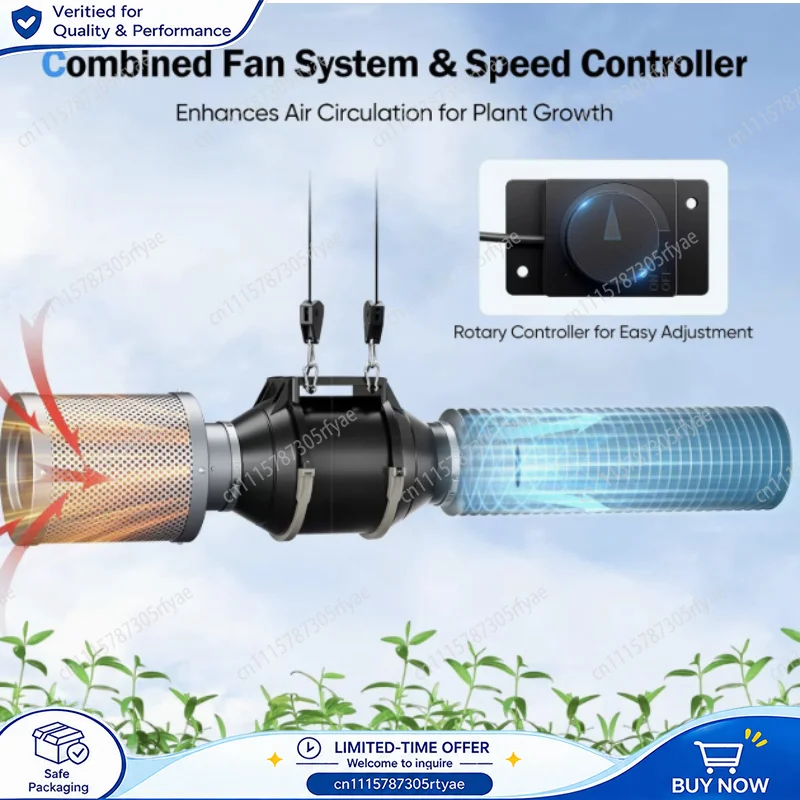 4 Inch EC Inline Duct Fan with Knob Speed Controller Activated Carbon Filter Kit Odor Removal Ventilation Exhaust Set