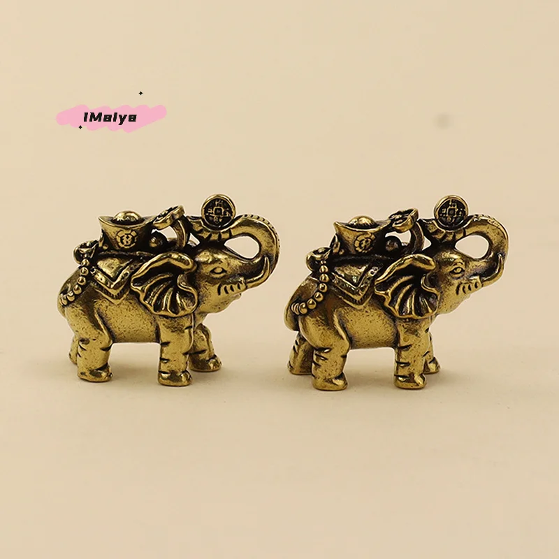 M-Brass Elephant Metal Figurines Auspicious Elephant Living Room Desk Decoration Mini Elephant Figurines Accessoires Miniatures
