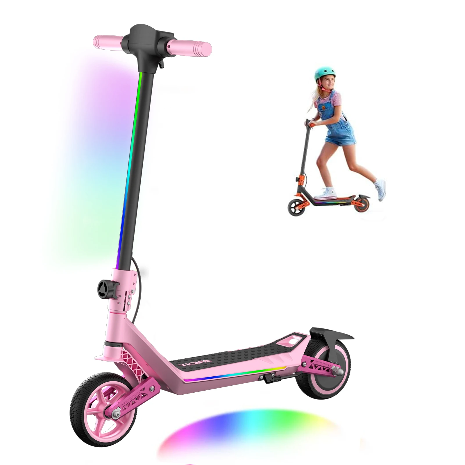 U8 elektrische scooter voor tieners, 130 W motor, 16 km/u, dubbele schokdemper, bereik van 10 km, airless banden, LED-verlichting, voor buitenplezier