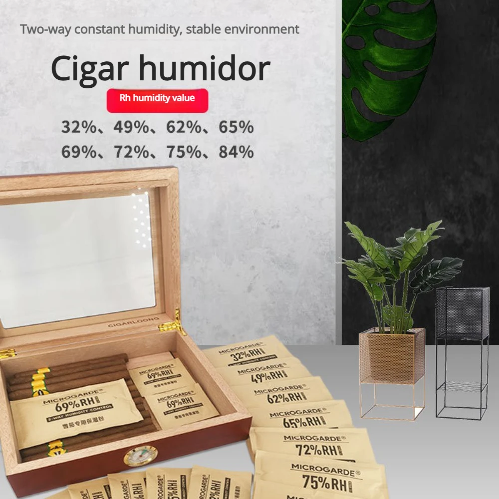 

Portable 10g Cigar Humidifier Bag Moisture Control Dual-Directional Humidifier Sheets for Cigars 65% 69% 72% 75% 84%
