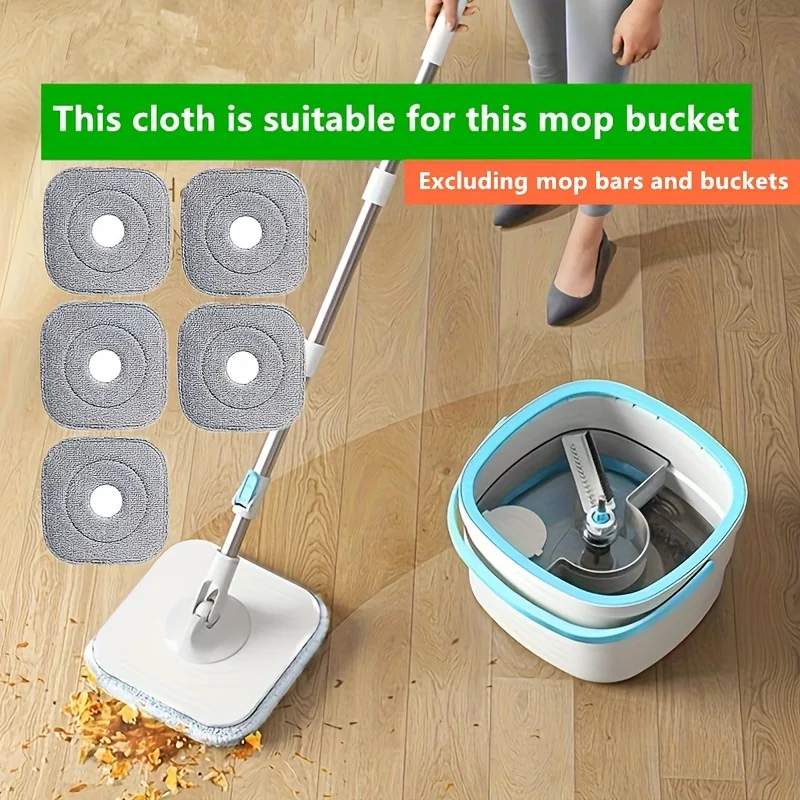 5pcs Mop Replacement Cloth Rotating Hand Free Mop Bucket Replace Cloth Flat Mop Cloth Strong Decontamination Cleaning Tools