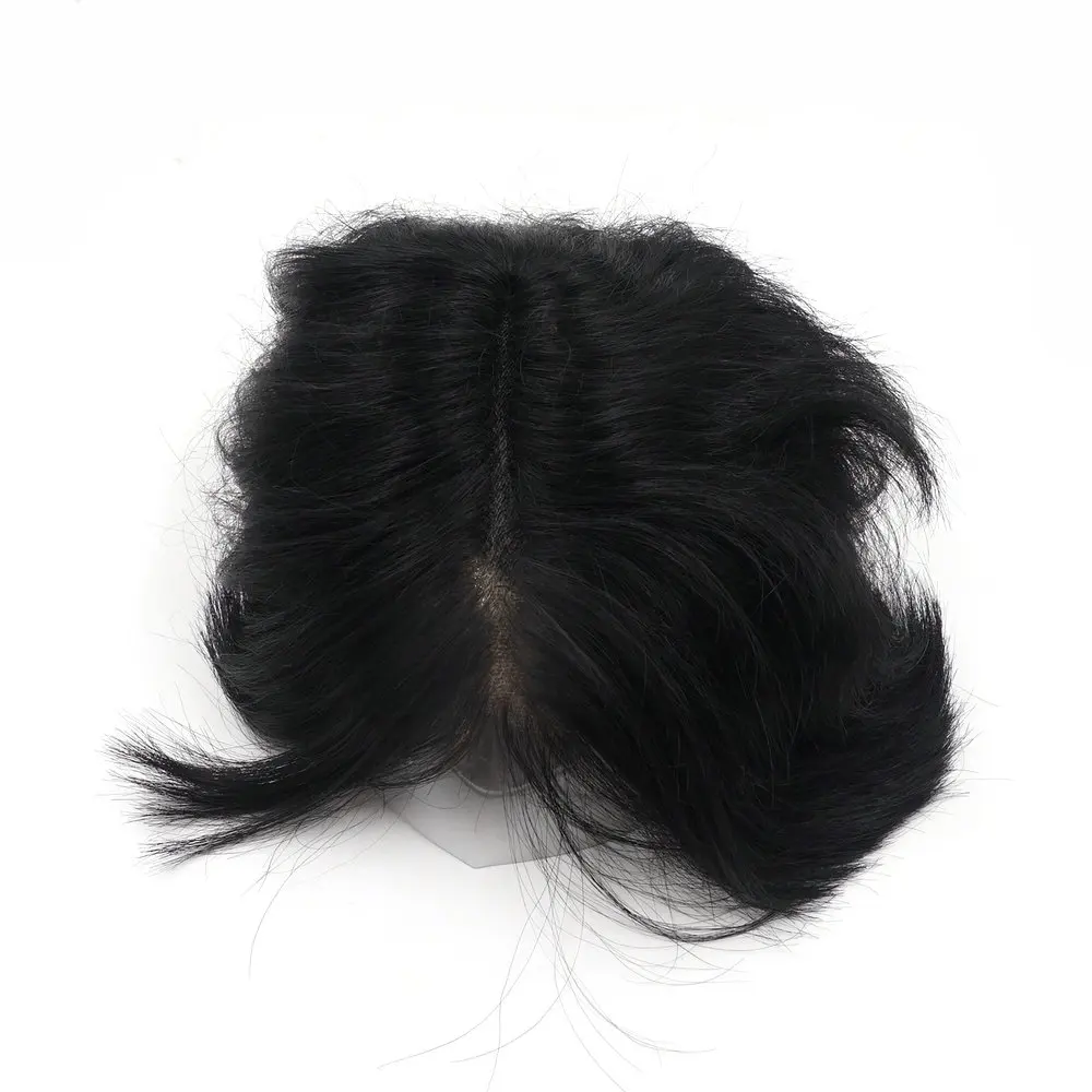 Jet Black 1# Full Swill Lace 5x7" Toupee For Men Right Style Human Hairpiece System