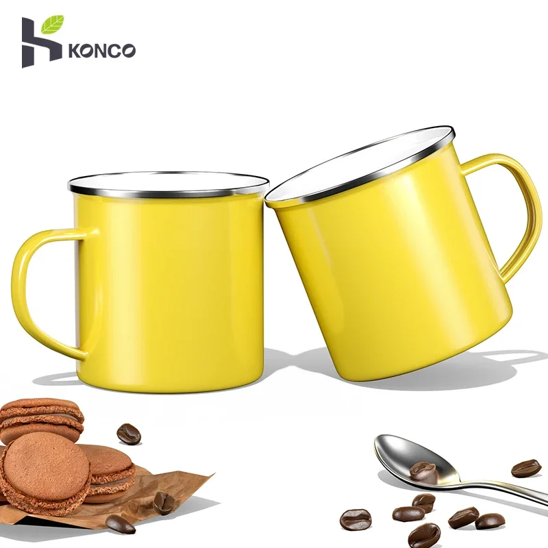 

Чистый цвет, эмалированная кружка, винтажная кофейная чашка, дорожная чашка для чая, чашки для воды, молока, портативные походные кружки с ручкой, кухонная посуда для напитков