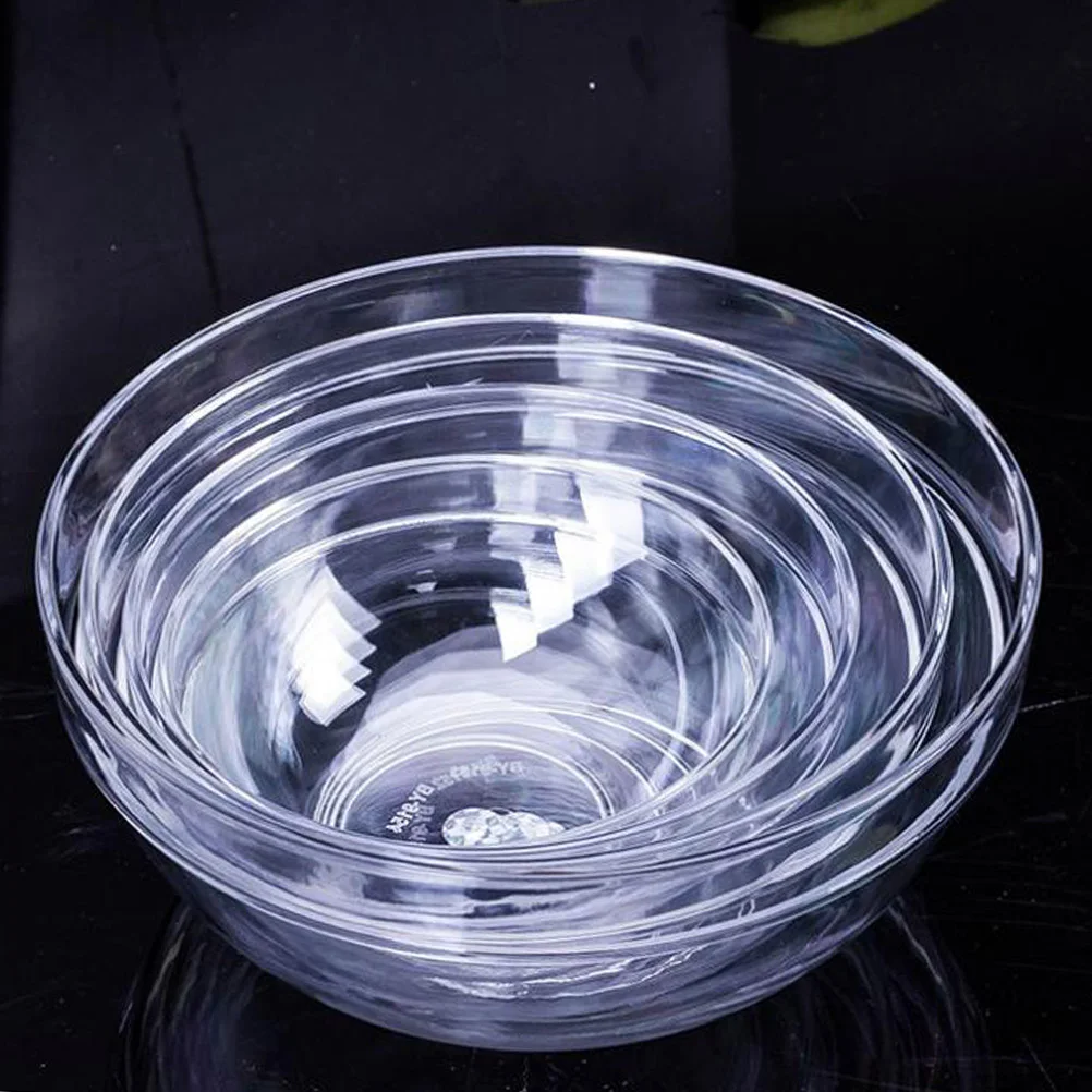 1 Pc Salad Bowl Acrylic Thicken Transparent Round Bowl for Serving Fruit Vegetable Snack (17 x 73 cm)