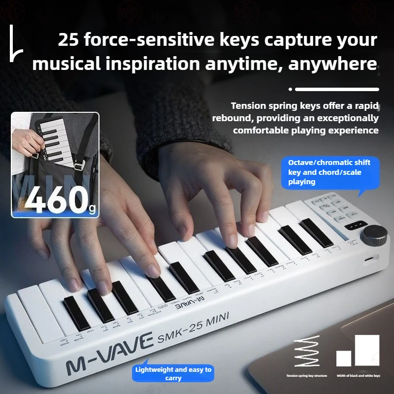 M-VAVE-Mini Teclado MIDI Recarregable 25 Teclas Teclado De Controle MIDI Mini Controlador USB Portátil