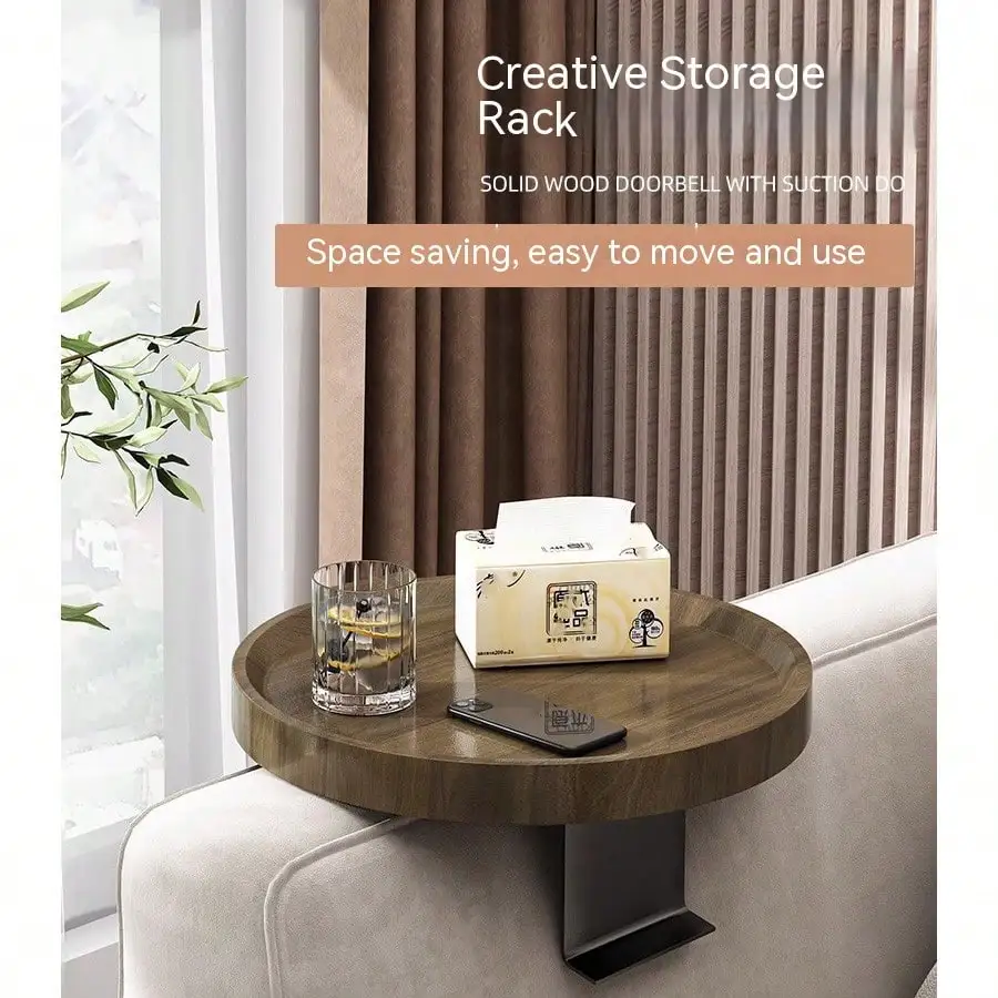 Adjustable and Movable Sofa Armrest Table with Storage, Mini Tea Coffee Table Side Table Small Table Mesa Bed Side Table