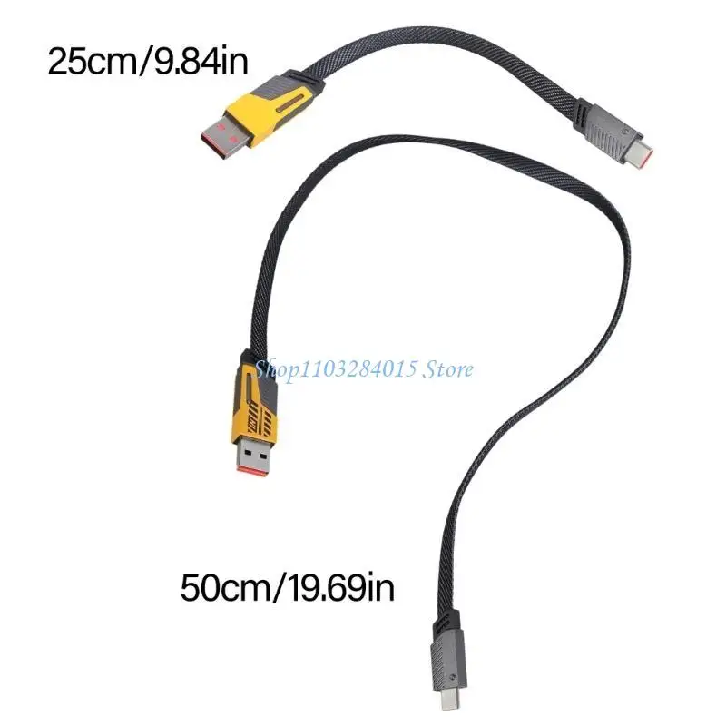 R6ff 9.8/19.6inch Long 65W Type C + USB إلى النوع C شحن الكابل 2 في 1 ذكر إلى ذكر مع شحن سريع و 480 ميغابت في الثانية بيانات #6