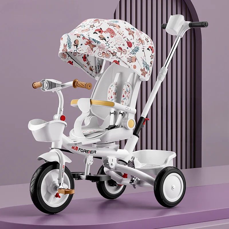 

Outdoor children's three-wheel stroller Lightweight foldable baby stroller Multifunctional children's riding tricycle