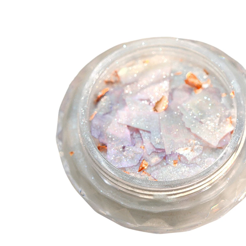 1Pc Mixed Style Sparkling Colorful Shell Slices Opal Powder Dreamy Cloud Brocade Sparkling Powder Flower Thin Nail Glitter