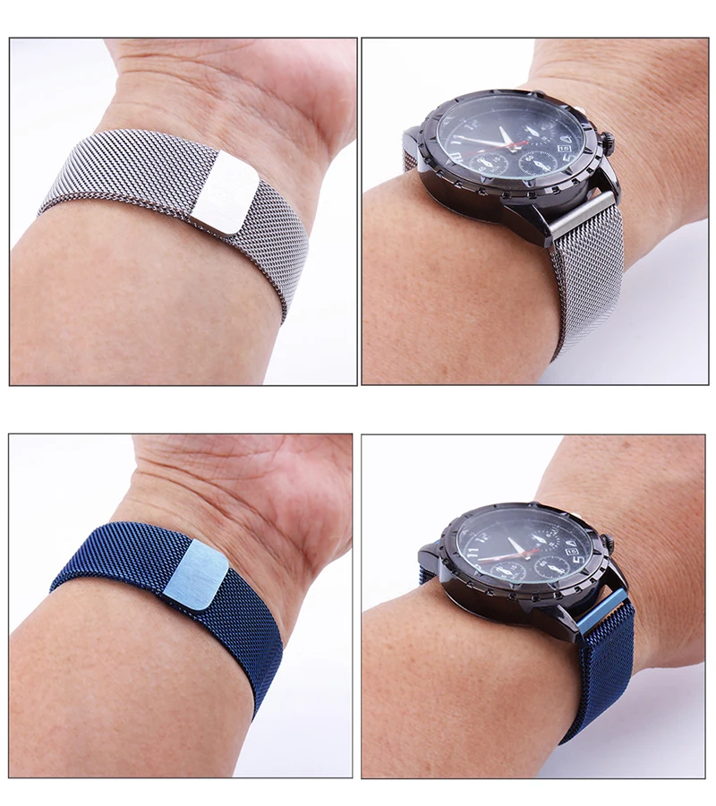 UTHAI Edelstahl-Magnetgeflechtarmband, universell, 16 mm, 18 mm, 20 mm, 22 mm, 24 mm, Uhrenarmband, Schnellverschluss-Uhrenarmbänder – Detail 10