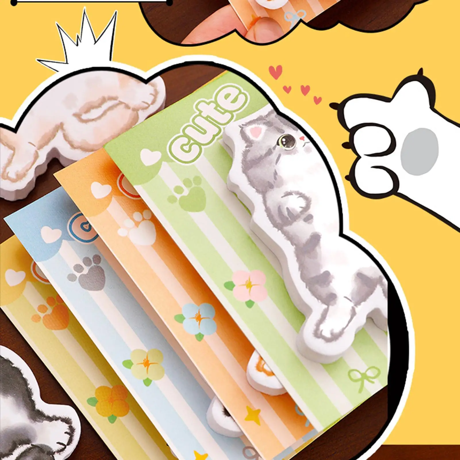 

Симпатичные стикеры-котики, блокноты для заметок, канцелярские принадлежности, многоразовые стикеры для детей, взрослых, учителей, студентов, офиса, бизнеса