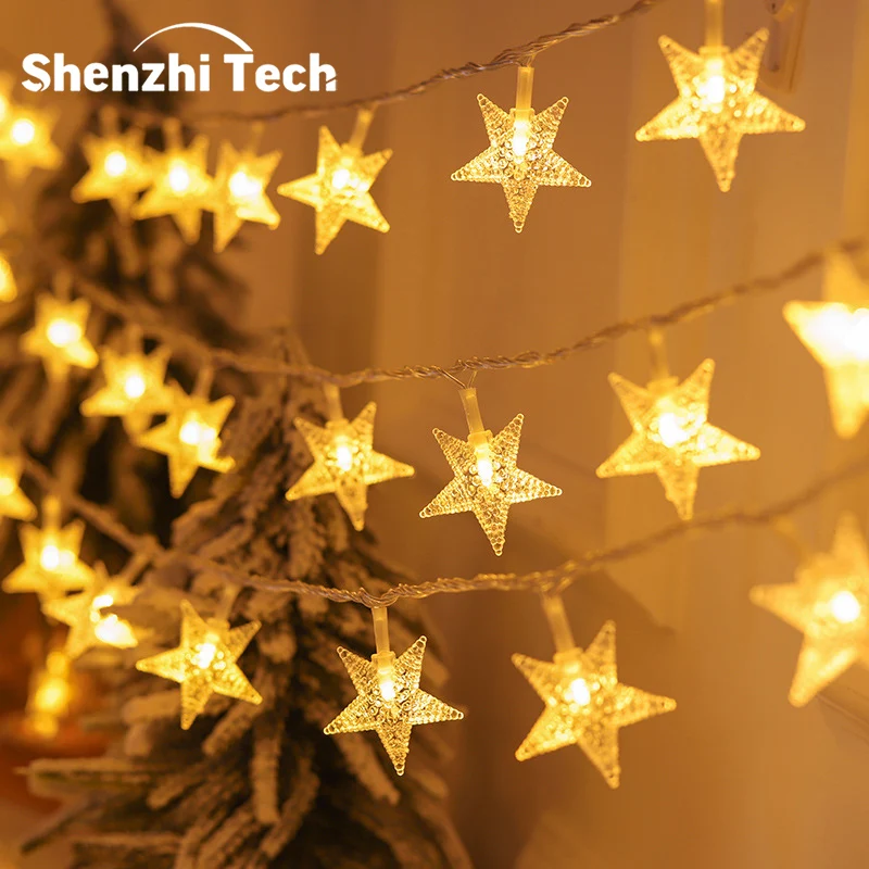 

Shenzhi Tech 300cm/118in Star String Lights, LED Christmas Decoration Night Light for Home Bedroom Garden New Year Party