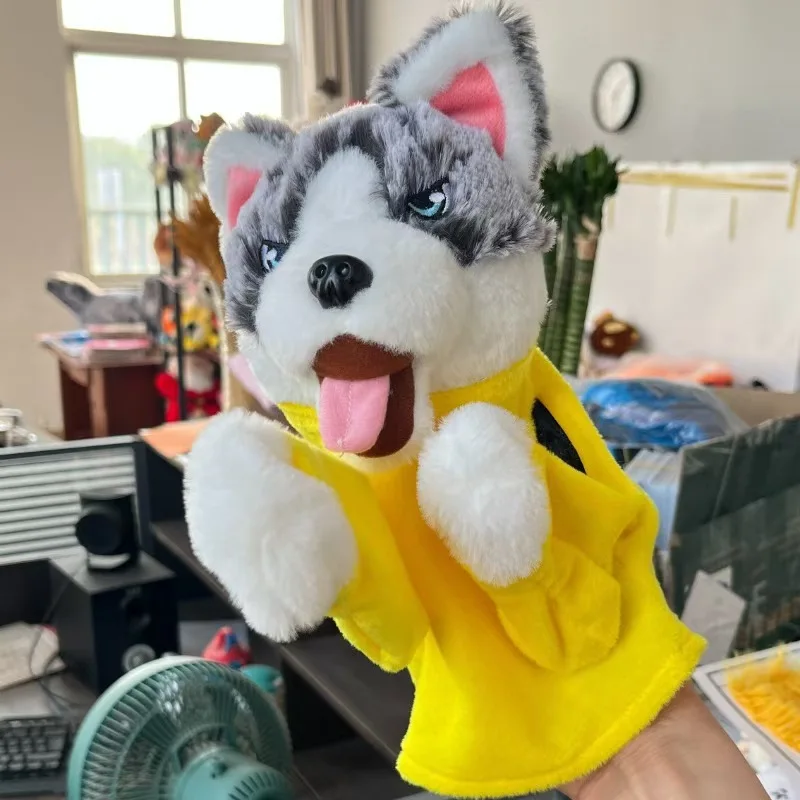 Colpisci il prodotto Boxe Cane Peluche Husky Kung Fu Cane Attivato dalla voce Burattino a mano Interattivo Boxe Cane Bambola Giocattoli Regalo per il capretto