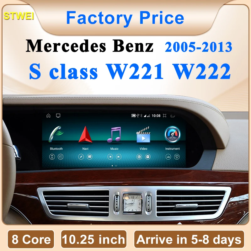 2024 New Car Multimedia Wireless Android AUTO CarPlay 10.25inch Screen For Mercedes Benz S Class W221 NTG3.0 3.5 Video Players