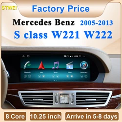 2024 New Car Multimedia Wireless Android AUTO CarPlay schermo da 10.25 pollici per Mercedes Benz classe S W221 NTG3.0 3.5 lettori Video