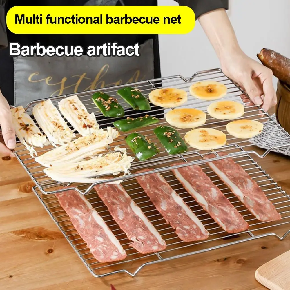 Stainless Steel Grill Plate Barbecue Cooking Mesh Shelf Non-stick Cooling Rack BBQ Tray Baking Tray