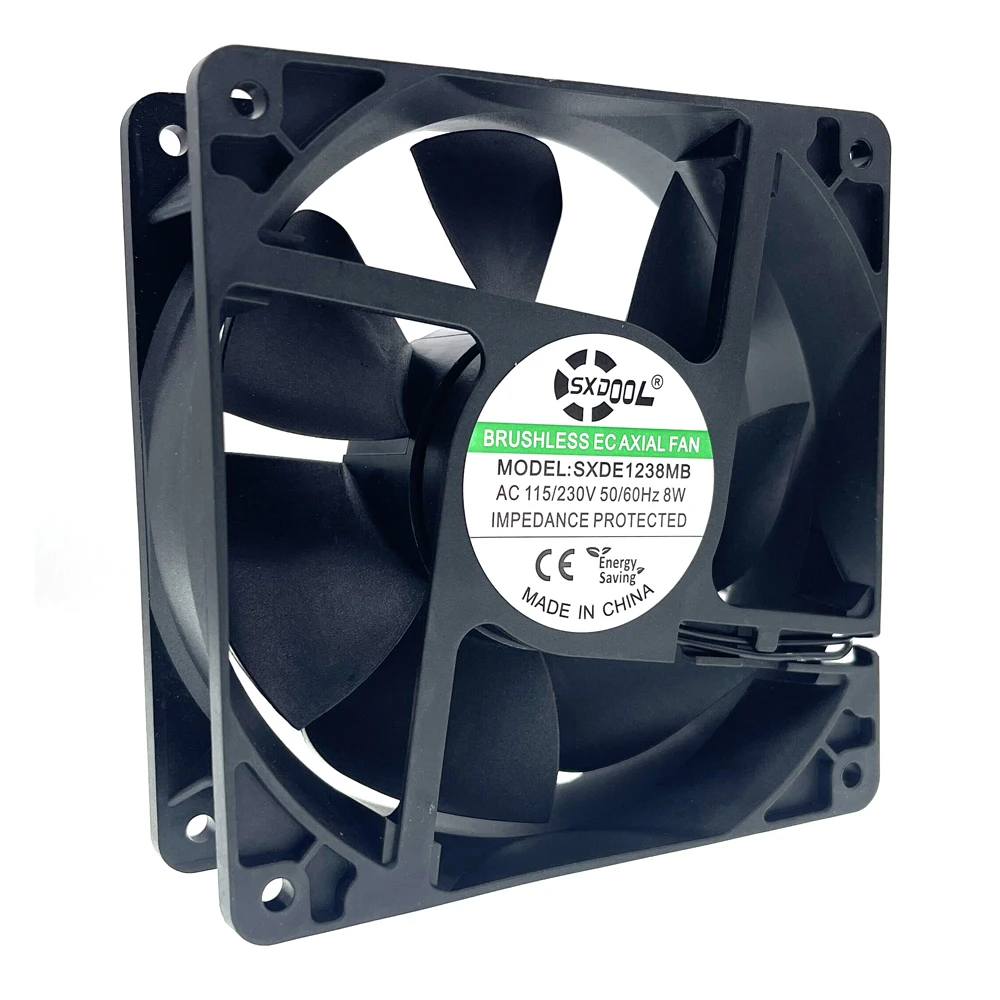 SXDOOL EC Case Fan 120mm 12cm 220V 110V 230V 115V AC Motor Industrial SXDE12038MB 12038 8W 3000RPM 126CFM Axial Cooler