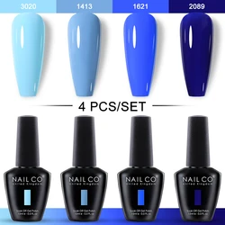NAILCO 15ml 4pcs/Set Gel Nail Polish UV Glitter Colors Gel Nail Polish Top Base Vernis Lakiery Hybrydowe Vernis Nails Art Design