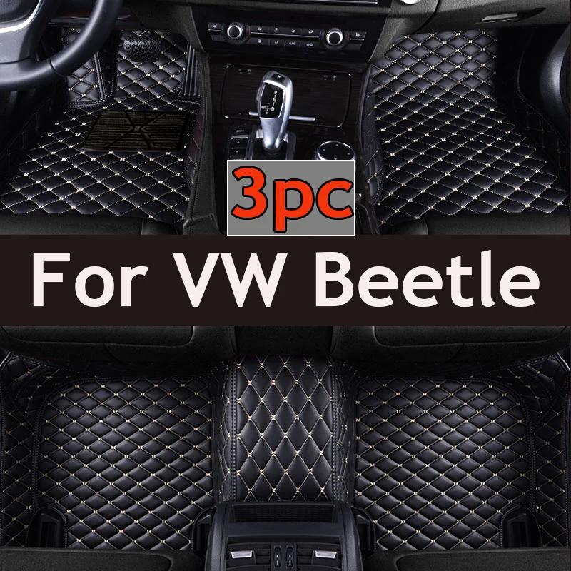 

Car Floor Mats For Volkswagen Beetle A5 2012~2018 The Main And Co-pilot Computer Box Leather Car Mats Fully Set Car Accessories