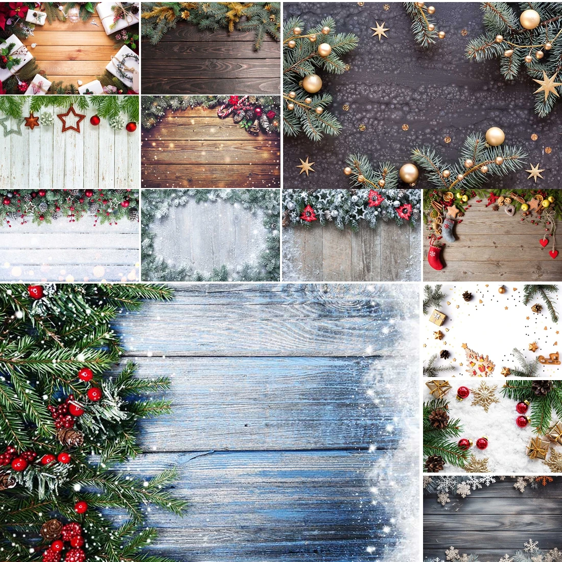 

MOON.QG 2025 Christmas Photo Background Balls Gifts Pine Branch Backdrops For Photography Child Poster Photozone Accessories