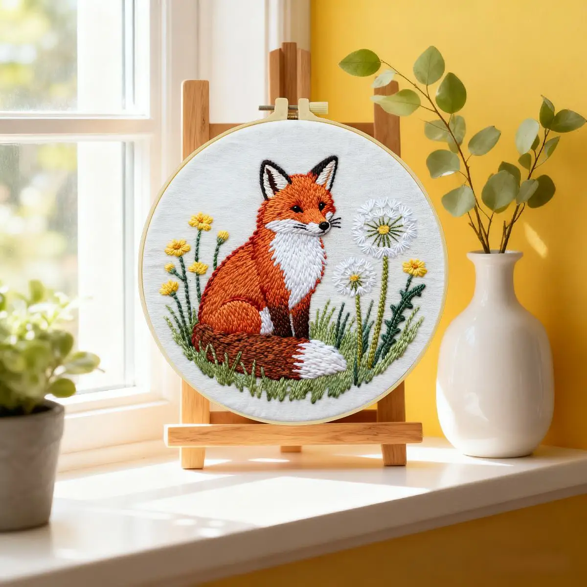 1 Stück 20X20CM/15X15CM 7,87/6,3 Zoll Tier - Fuchs Stickerei Starter-Kit DIY-Kit DIY-Stickerei-Set Handarbeiten Malerei – Detail 1